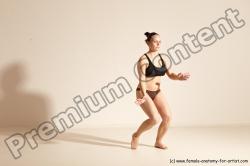 Underwear Martial art Woman White Moving poses Average long colored Dynamic poses Academic